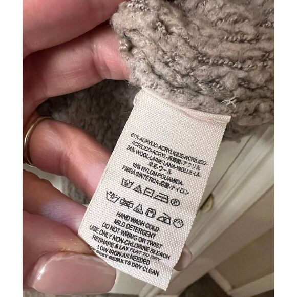 Free People Acrylic Blend Slouchy Cardigan Sweater Long Sleeve Tan Womens Small - Picture 6 of 11